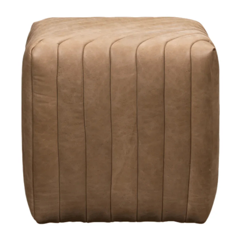 Bryant Leather Finish Cube Ottoman - LOOMLAN - Ottomans