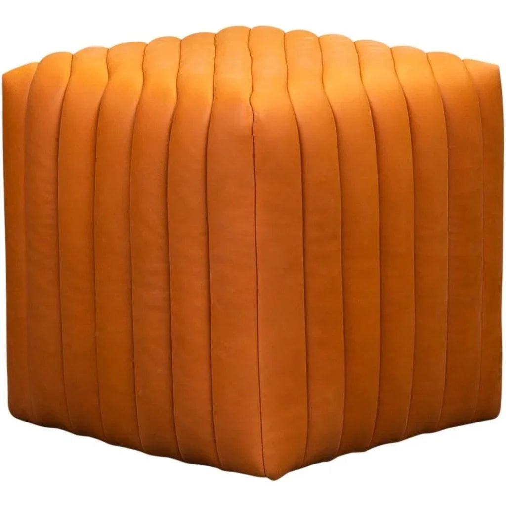 Bryant Leather Finish Cube Ottoman - LOOMLAN - Ottomans