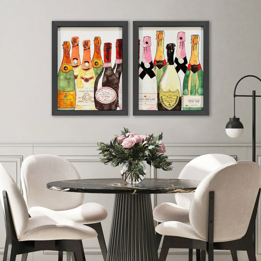 Bubbly Glass Front Multi Framed Wall Art 2PC
