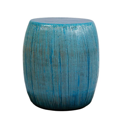 Bud Ceramic Patio Armless Stool-Garden Stools-Seasonal Living-Aquamarine Texture Gloss-LOOMLAN