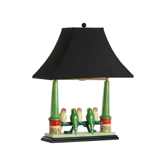Budgies Hand Painted Glazed Ceramic Table Lamp - LOOMLAN - Wildwood - Table Lamps