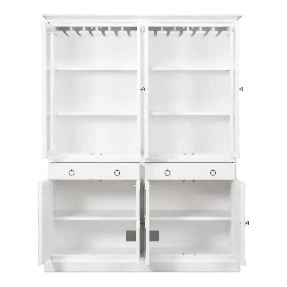 Buffet & Hutch Glass Doors & Drawers Cortina White - LOOMLAN - Sarreid - Buffets & Curios