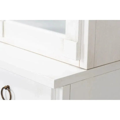 Buffet & Hutch Glass Doors & Drawers Cortina White - LOOMLAN - Sarreid - Buffets & Curios