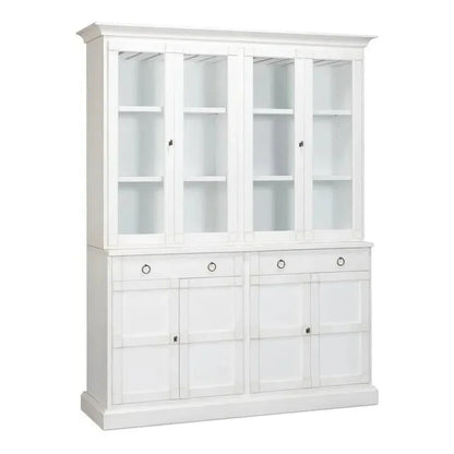 Buffet & Hutch Glass Doors & Drawers Cortina White - LOOMLAN - Sarreid - Buffets & Curios