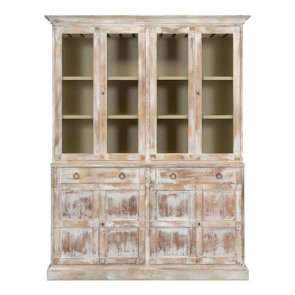 Buffet & Hutch Glass Doors & Drawers Disrupted White - LOOMLAN - Sarreid - Buffets & Curios