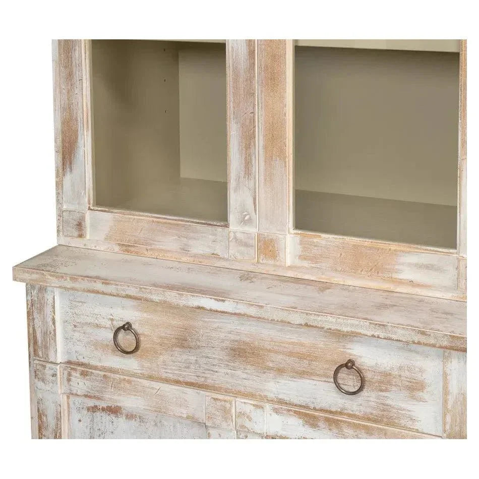 Buffet & Hutch Glass Doors & Drawers Disrupted White - LOOMLAN - Sarreid - Buffets & Curios