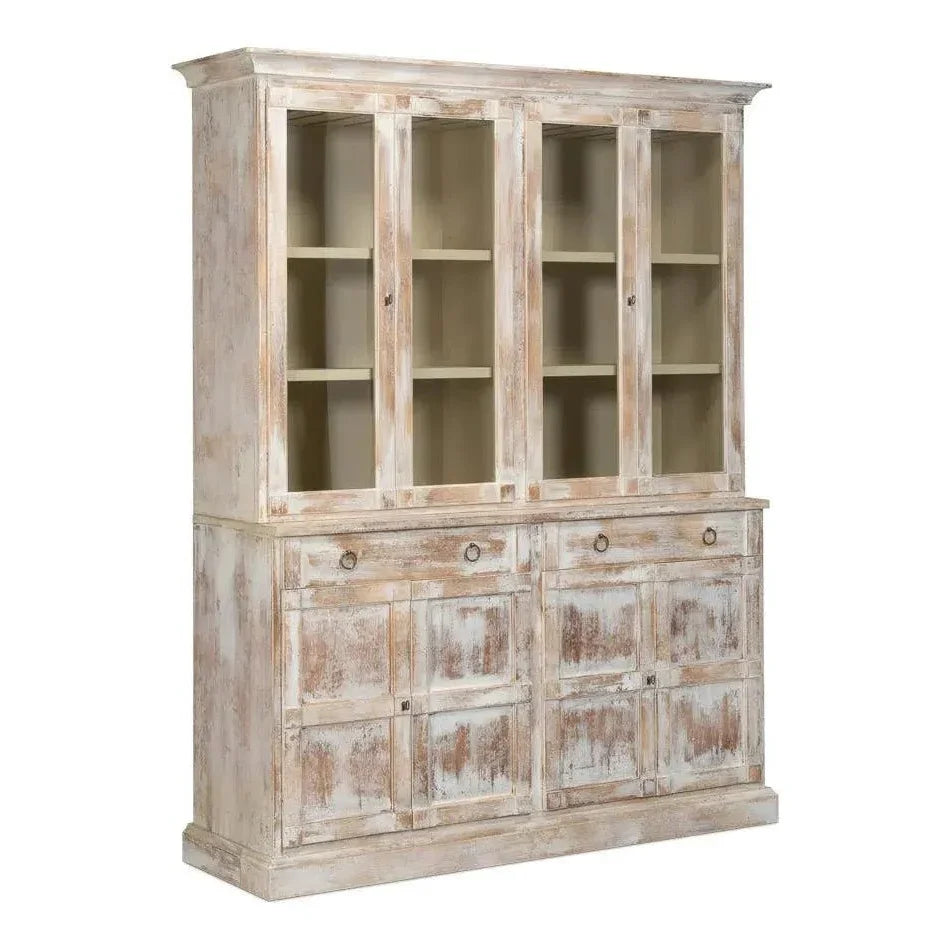 Buffet & Hutch Glass Doors & Drawers Disrupted White - LOOMLAN - Sarreid - Buffets & Curios