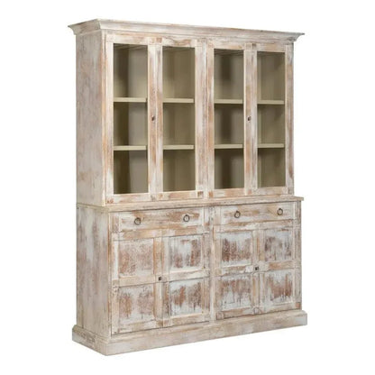 Buffet & Hutch Glass Doors & Drawers Disrupted White - LOOMLAN - Sarreid - Buffets & Curios