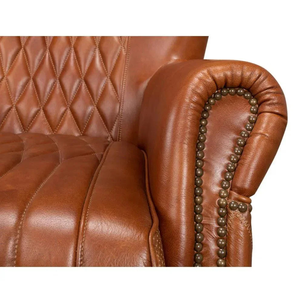 Bugatti Brown Leather Accent Arm Chair - LOOMLAN - Sarreid - Club Chairs