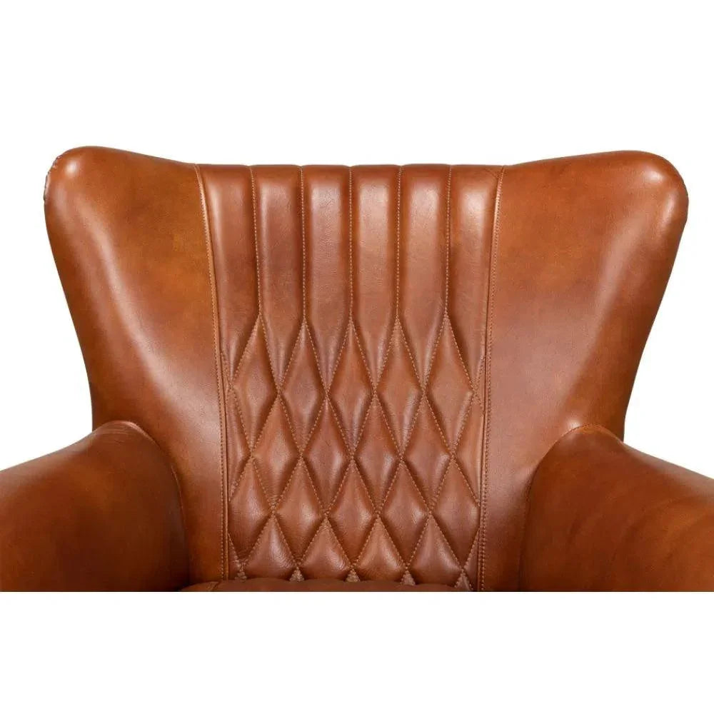Bugatti Brown Leather Accent Arm Chair - LOOMLAN - Sarreid - Club Chairs