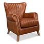 Bugatti Brown Leather Accent Arm Chair - LOOMLAN - Sarreid - Club Chairs