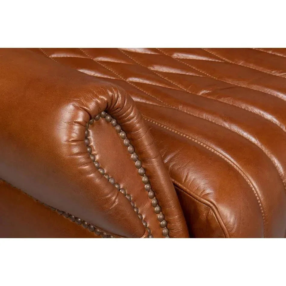 Bugatti Brown Leather Swivel Club Chair - LOOMLAN - Sarreid - Club Chairs