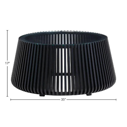 Bungalow Glass Top Wooden Round Coffee Table - LOOMLAN - LH Imports - Coffee Tables