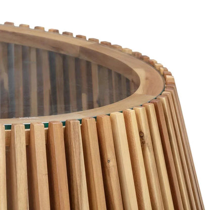 Bungalow Glass Top Wooden Round Coffee Table - LOOMLAN - LH Imports - Coffee Tables