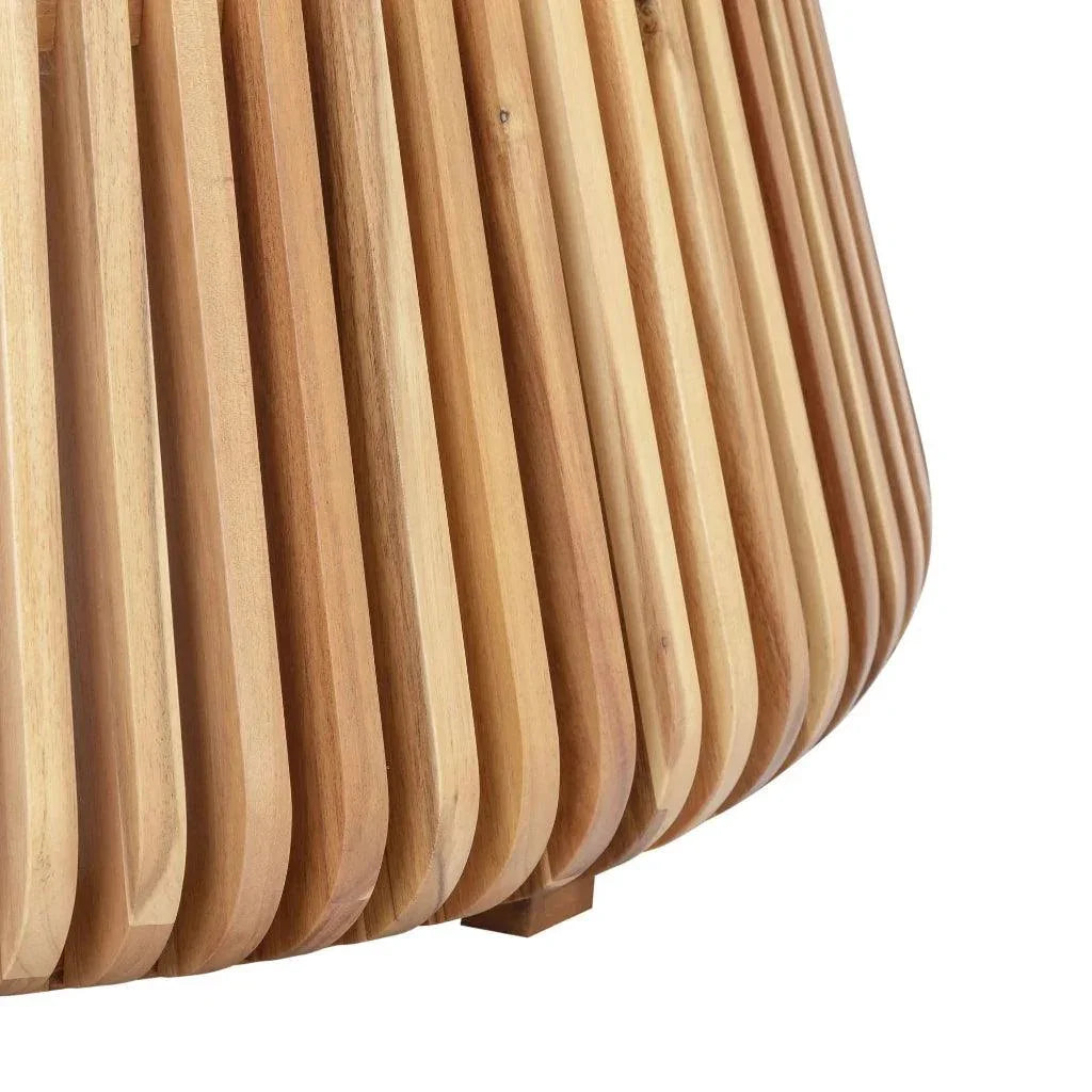 Bungalow Glass Top Wooden Round Coffee Table - LOOMLAN - LH Imports - Coffee Tables