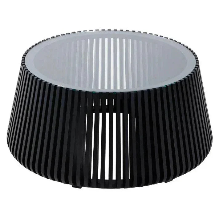 Bungalow Glass Top Wooden Round Coffee Table - LOOMLAN - LH Imports - Coffee Tables