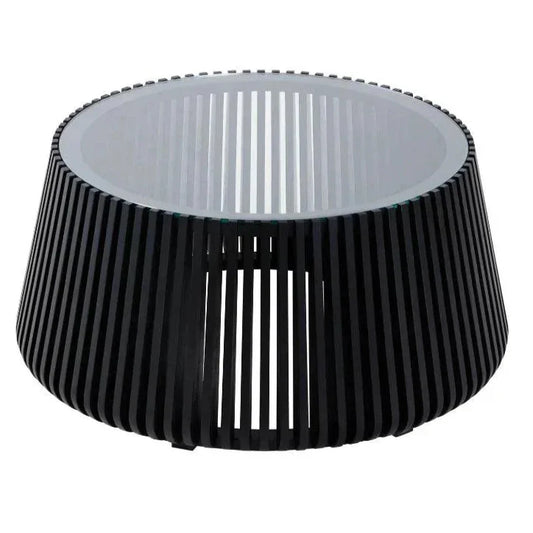 Bungalow Glass Top Wooden Round Coffee Table - LOOMLAN - LH Imports - Coffee Tables