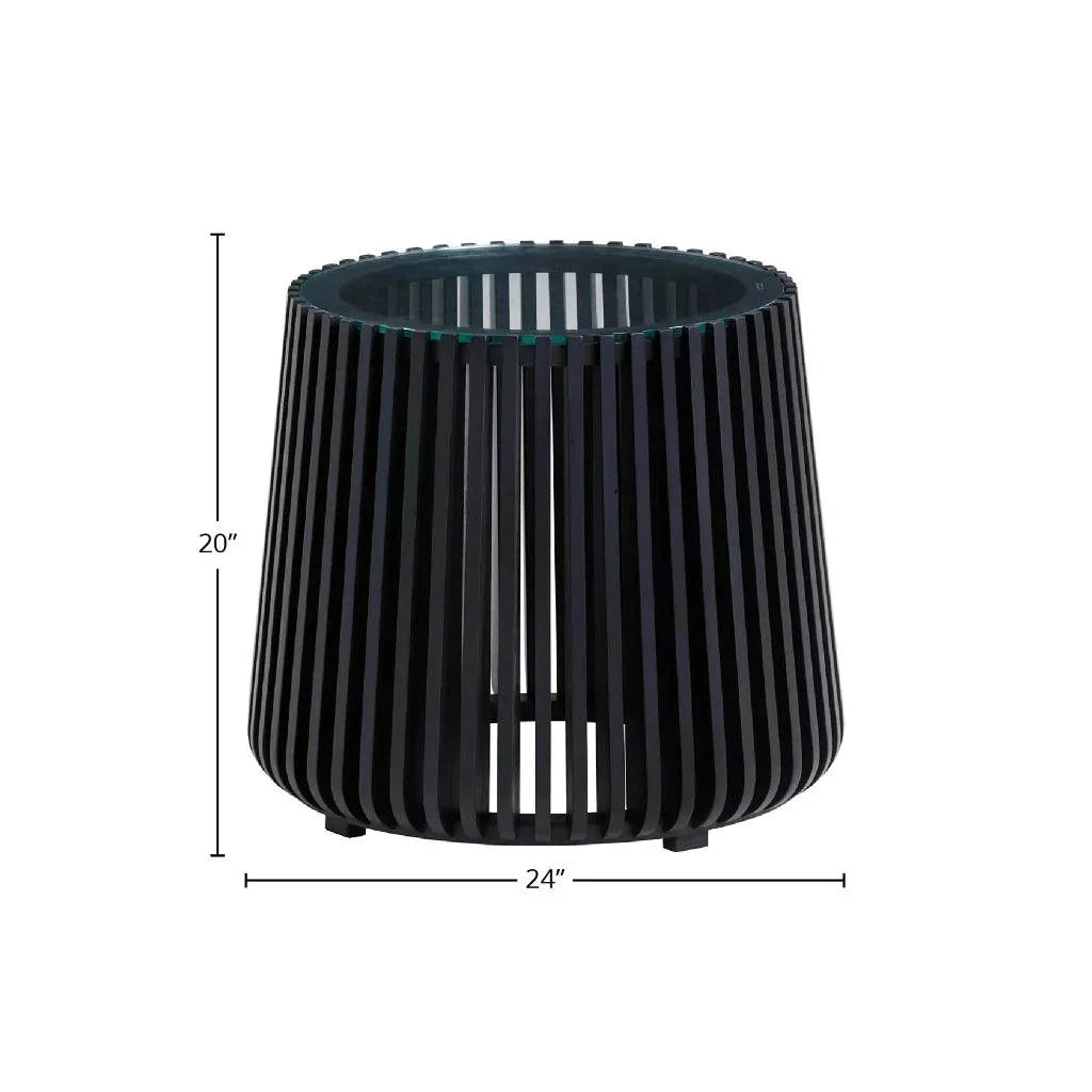 Bungalow Glass Top Wooden Round Side Table - LOOMLAN - LH Imports - Side Tables