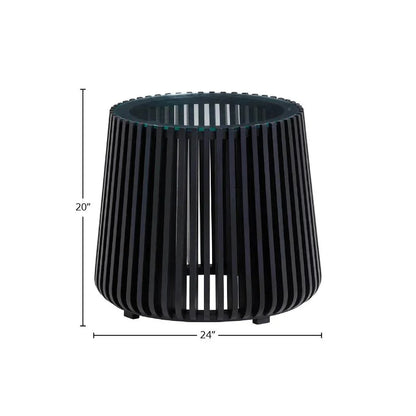 Bungalow Glass Top Wooden Round Side Table - LOOMLAN - LH Imports - Side Tables