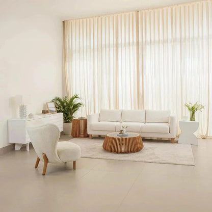 Bungalow Glass Top Wooden Round Side Table - LOOMLAN - LH Imports - Side Tables