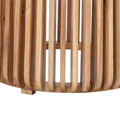 Bungalow Glass Top Wooden Round Side Table - LOOMLAN - LH Imports - Side Tables