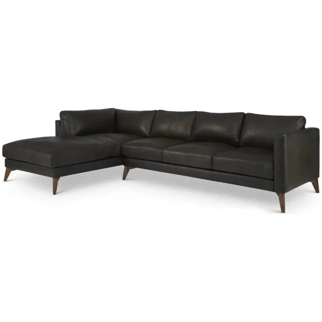 Burbank Large Leather Left Facing Sectional Sofa - LOOMLAN - One For Victory - Sectionals
