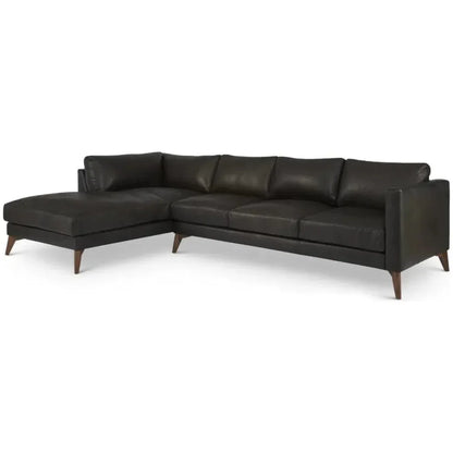Burbank Large Leather Left Facing Sectional Sofa - LOOMLAN - One For Victory - Sectionals
