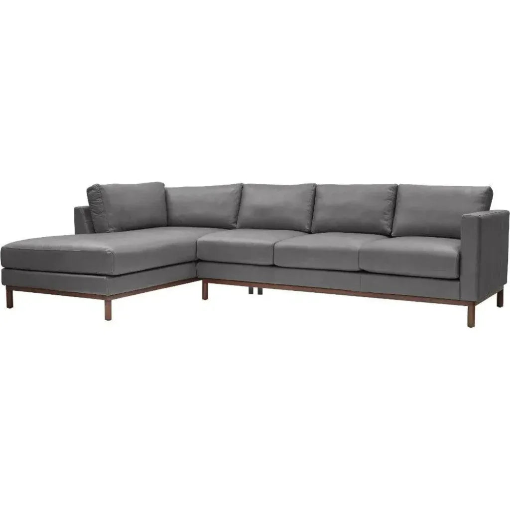 Burbank Large Leather Left Facing Sectional Sofa - LOOMLAN - One For Victory - Sectionals