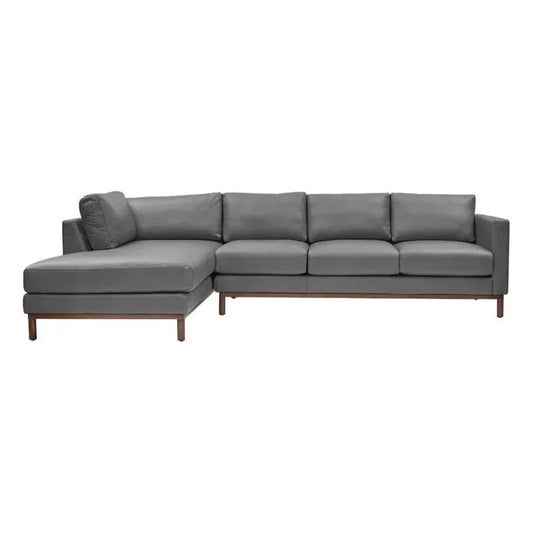 Burbank Large Leather Left Facing Sectional Sofa - LOOMLAN - One For Victory - Sectionals