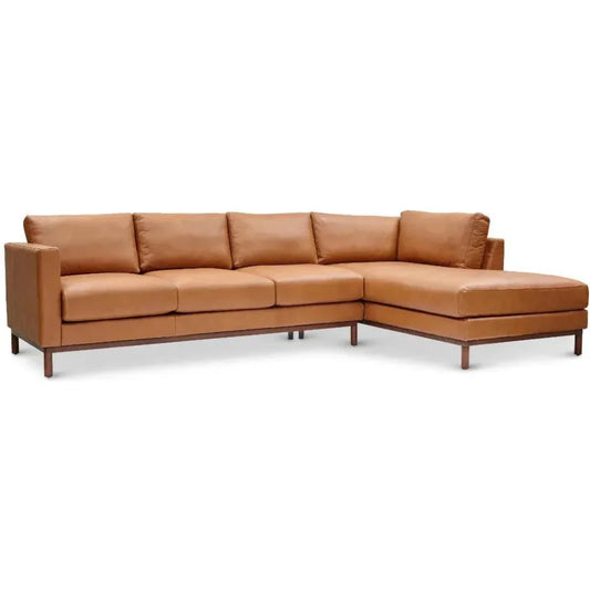 Burbank Large Leather Right Facing Sectional Sofa - LOOMLAN - One For Victory - Sectionals