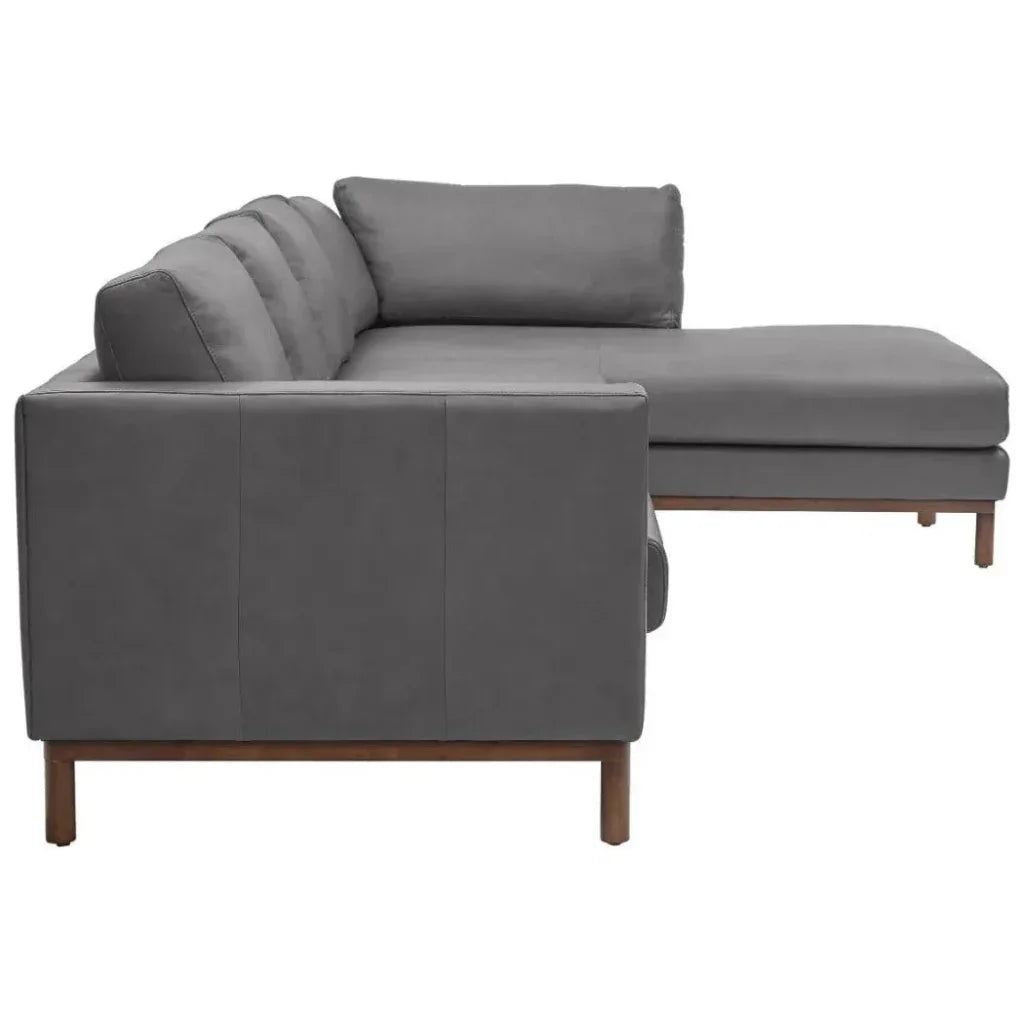 Burbank Large Leather Right Facing Sectional Sofa - LOOMLAN - One For Victory - Sectionals