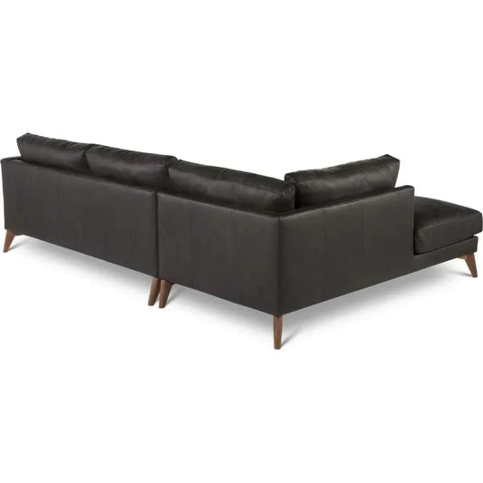 Burbank Small Leather Left Facing Sectional Sofa - LOOMLAN - One For Victory - Sectionals