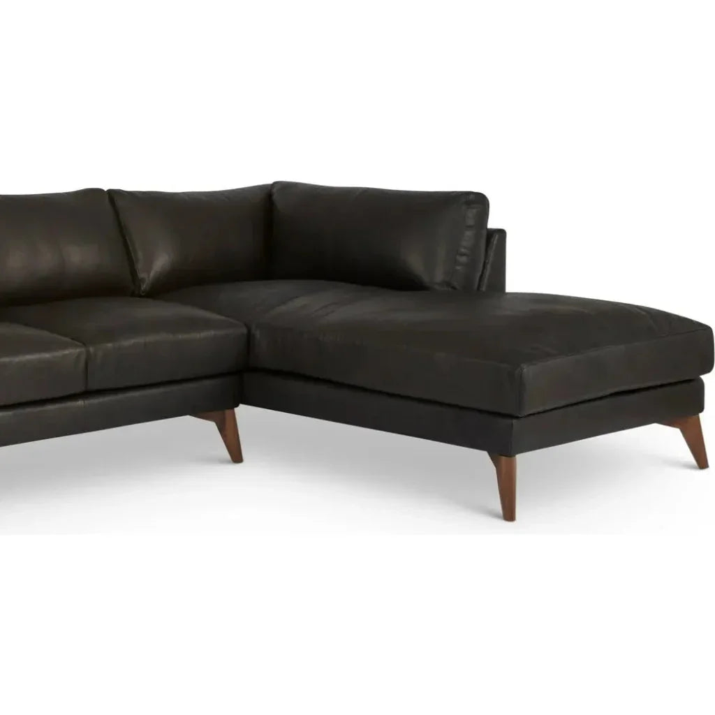 Burbank Small Leather Left Facing Sectional Sofa - LOOMLAN - One For Victory - Sectionals