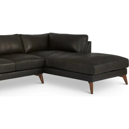 Burbank Small Leather Left Facing Sectional Sofa - LOOMLAN - One For Victory - Sectionals