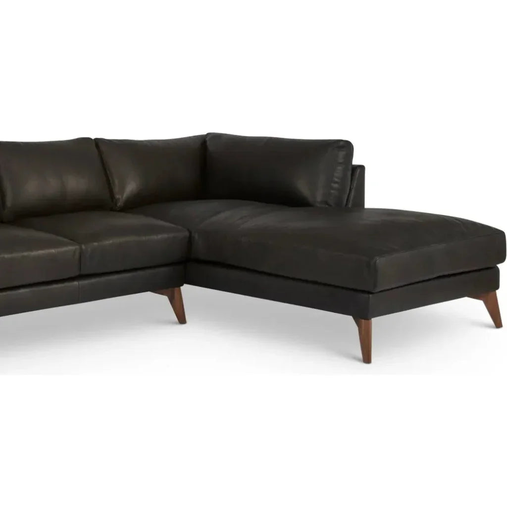 Burbank Small Leather Right Facing Sectional Sofa - LOOMLAN - One For Victory - Sectionals
