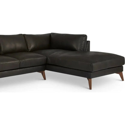 Burbank Small Leather Right Facing Sectional Sofa - LOOMLAN - One For Victory - Sectionals