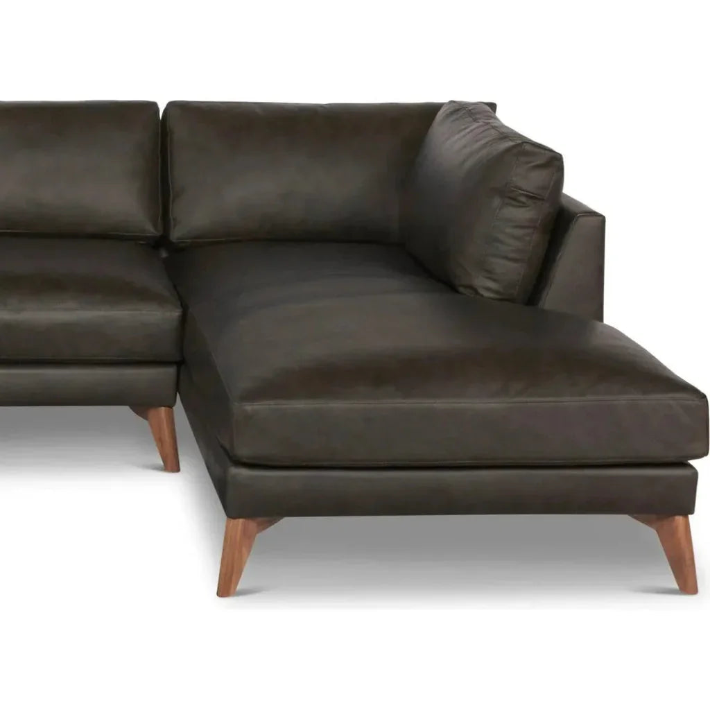 Burbank Small Leather Right Facing Sectional Sofa - LOOMLAN - One For Victory - Sectionals