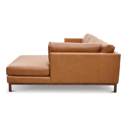 Burbank Small Leather Right Facing Sectional Sofa - LOOMLAN - One For Victory - Sectionals
