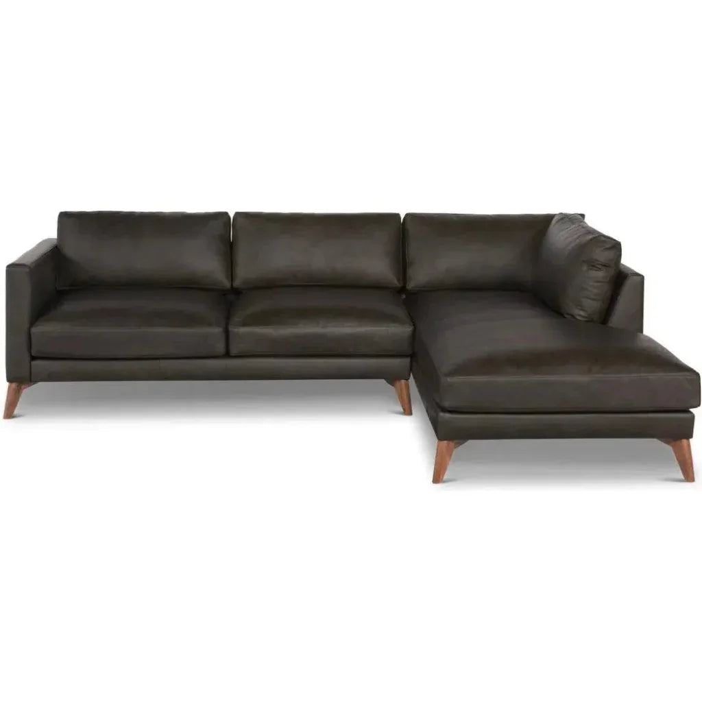 Burbank Small Leather Right Facing Sectional Sofa - LOOMLAN - One For Victory - Sectionals