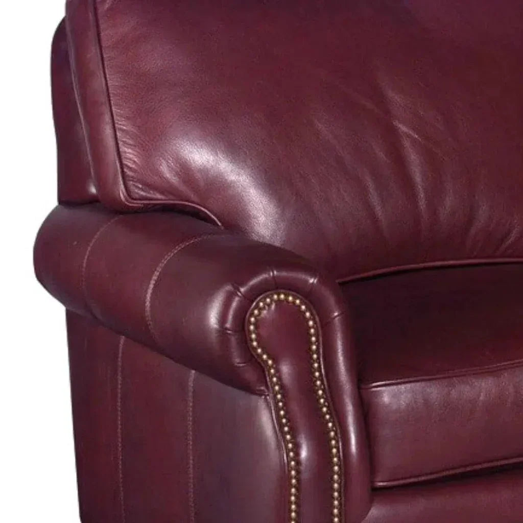 Burgundy Leather Sofa 3 Seater Colonial Red - LOOMLAN - LOOMLAN - Sofas & Loveseats