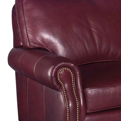 Burgundy Leather Sofa 3 Seater Colonial Red - LOOMLAN - LOOMLAN - Sofas & Loveseats