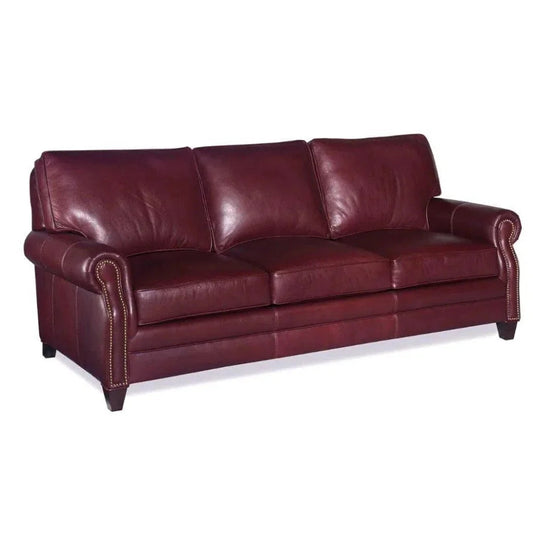 Burgundy Leather Sofa 3 Seater Colonial Red - LOOMLAN - LOOMLAN - Sofas & Loveseats