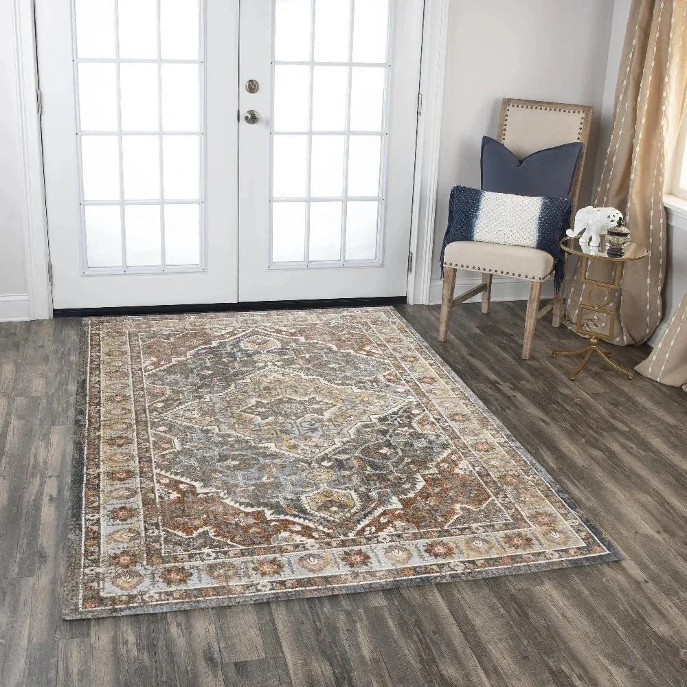 Burk Medallion Dark Rust Large Area Rugs - LOOMLAN - LOOMLAN - Area Rugs
