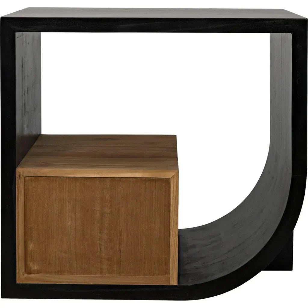 Burton Teak Wood Black Side Table