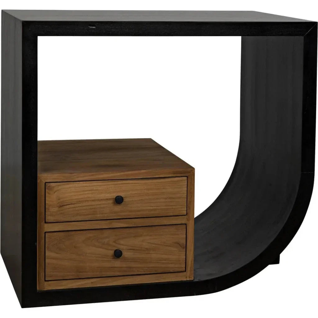 Burton Teak Wood Black Side Table