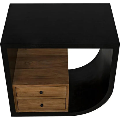 Burton Teak Wood Black Side Table