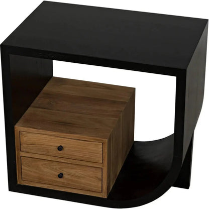 Burton Teak Wood Black Side Table