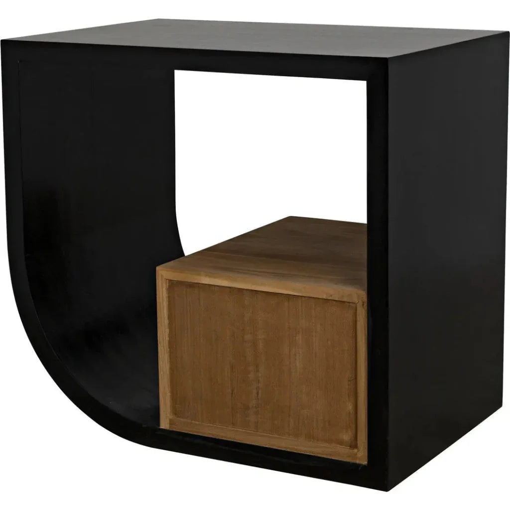 Burton Teak Wood Black Side Table