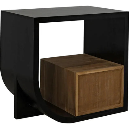 Burton Teak Wood Black Side Table