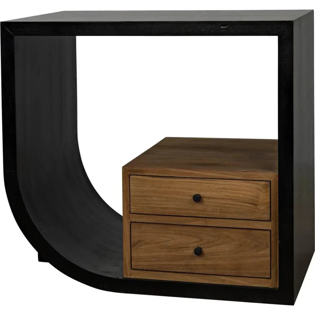 Burton Teak Wood Black Side Table